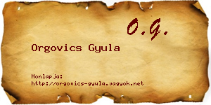 Orgovics Gyula névjegykártya